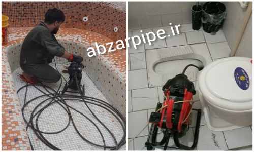 لوله بازکن در حال باز کردن لوله استخر